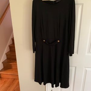 Eloquii Black Knit Dress with Gold Accent Buttons at Waste Long Sleeve